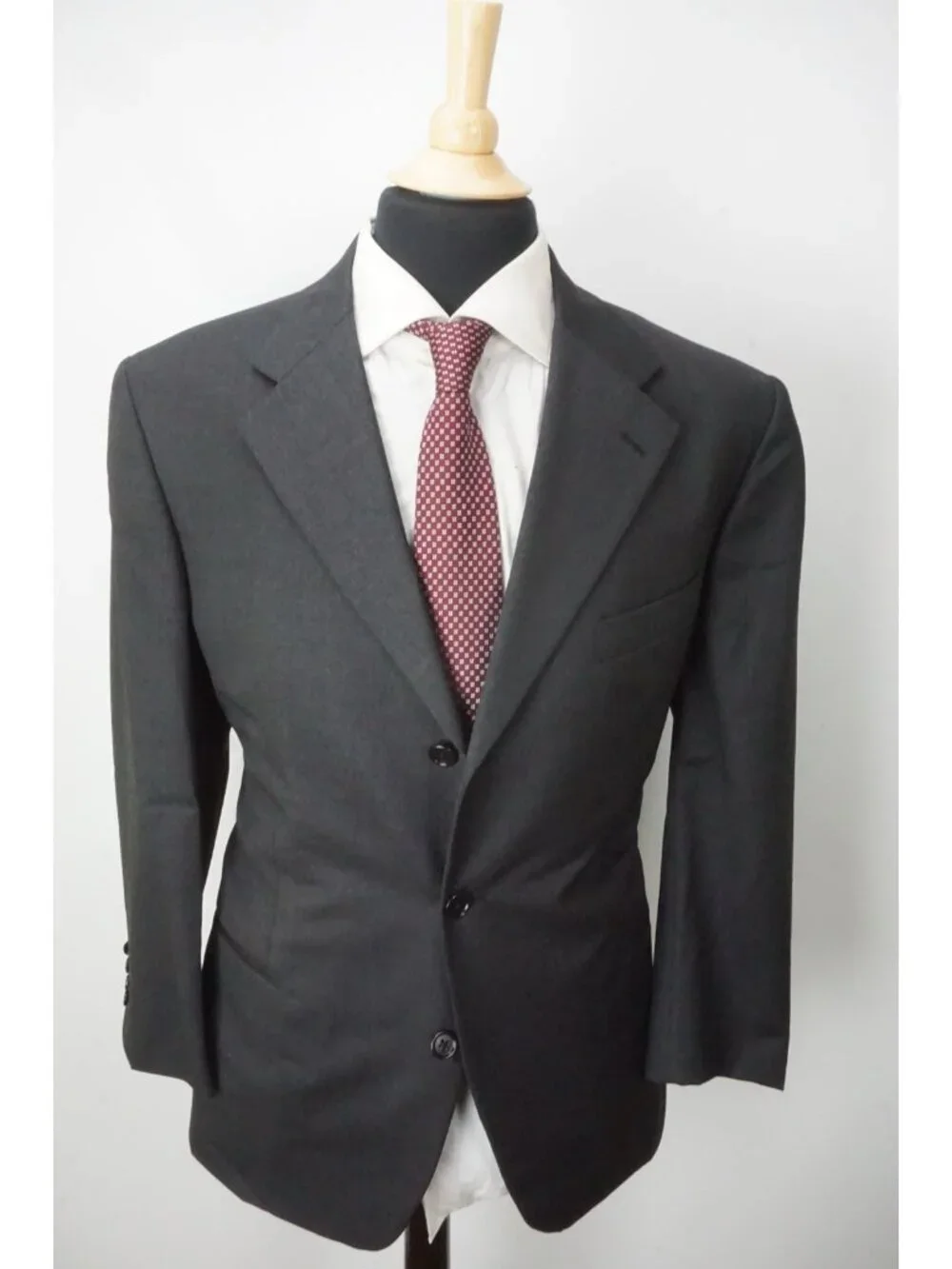 Burberry London Woven Dark Gray Wool 2 Pc Suit Jacket Pants Sz 44S BRAND NEW